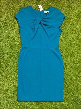 Banana Republic Teal Midi Dress with Front Twist NWT
